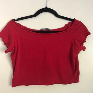 Brandy Melville red frilly cropped top